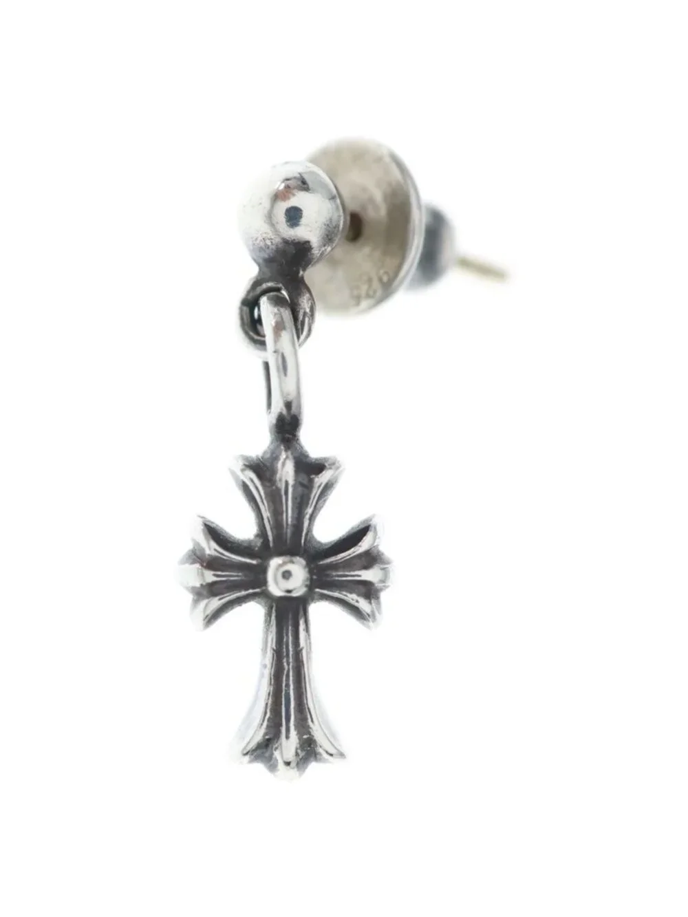 Chrome Hearts Tiny Stack CH Cross Drop Earrings Silver Yellow Gold
